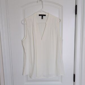 WHBM Ivory Sleeveless V-neck Blouse